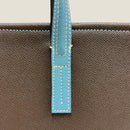 [French calf] <br>Belsy tote bag<br>color: Dark Brown x Aqua Blue