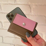 [French calf] <br>mini snap wallet<br>color: mauve pink x taupe