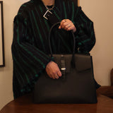 [Shrink leather x croco pattern leather]<br>Voyage L bag<br>color: black