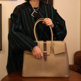 [Shrink leather x croco pattern leather]<br>Voyage L bag<br>color: taupe