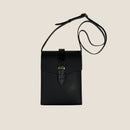 [シュリンクレザー×クロコパターンレザー]<br>ヴォヤージュサコッシュ<br>color：ブラック