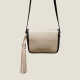 [Shrink leather]<br>medallion tassel keychain<br>color: taupe