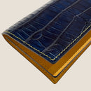 [藍染めクロコダイル] <br>通しマチカードケース