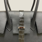 [Shrink leather x croco pattern leather]<br>Voyage L bag<br>color: black
