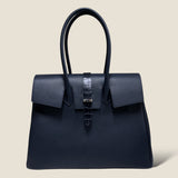 [Shrink leather x croco pattern leather]<br>Voyage L bag<br>color: navy