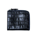 [サルベージ PROJECT]<br>[クロコパターンレザー] <br>ハーフLジップウォレット<br>color：ネイビー