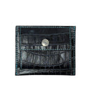 [サルベージ PROJECT]<br>[クロコパターンレザー] <br>ミニスナップウォレット<br>color：ネイビー×ターコイズステッチ