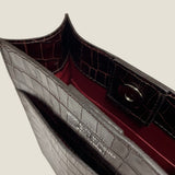 [Croc pattern]<br>Box sacoche L<br>color: dark brown