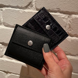 [French calf] <br>mini snap wallet<br>color: black