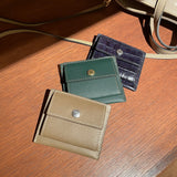 [Croc pattern leather] <br>mini snap wallet<br>color: navy
