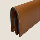 [フレンチカーフ] <br>通しマチカードケース<br>color：キャメル