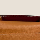 [フレンチカーフ] <br>通しマチカードケース<br>color：キャメル