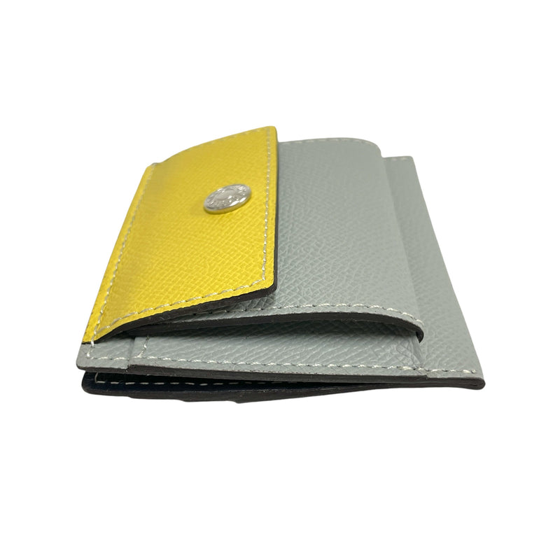 [French calf] <br>Mini -snap wallet<br>Color: Lemon x Ice Gray