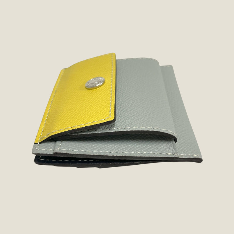 [French calf] <br>Mini -snap wallet<br>Color: Lemon x Ice Gray