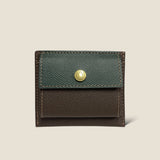 [French calf] <br>mini snap wallet<br>color: dark green x dark brown