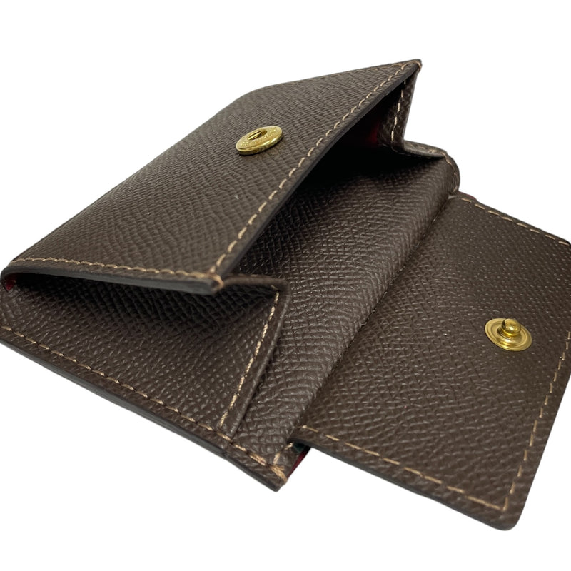 [French calf] <br>Mini -snap wallet<br>color: Dark Green x Dark Brown