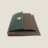 [French calf] <br>mini snap wallet<br>color: dark green x dark brown