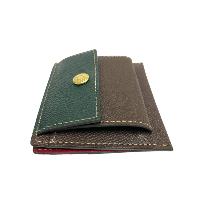 [French calf] <br>Mini -snap wallet<br>color: Dark Green x Dark Brown