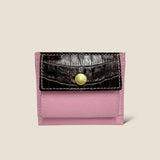 [Croc pattern x French calf] <br>mini snap wallet<br>color: dark brown x mauve pink