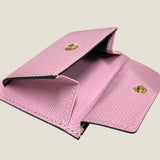 [Croc pattern x French calf] <br>mini snap wallet<br>color: dark brown x mauve pink