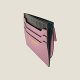 [Croc pattern x French calf] <br>mini snap wallet<br>color: dark brown x mauve pink