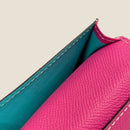 [フレンチカーフ] <br>通しマチカードケース<br>color：マゼンタピンク