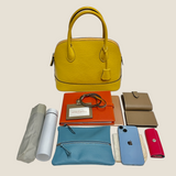 [Shrink leather] <br>round shoulders<br>color: mustard yellow