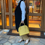[Shrink leather] <br>round shoulders<br>color: mustard yellow