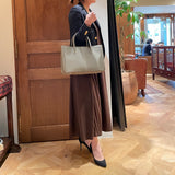 [French calf] <br>gusset tote bag<br>color: taupe