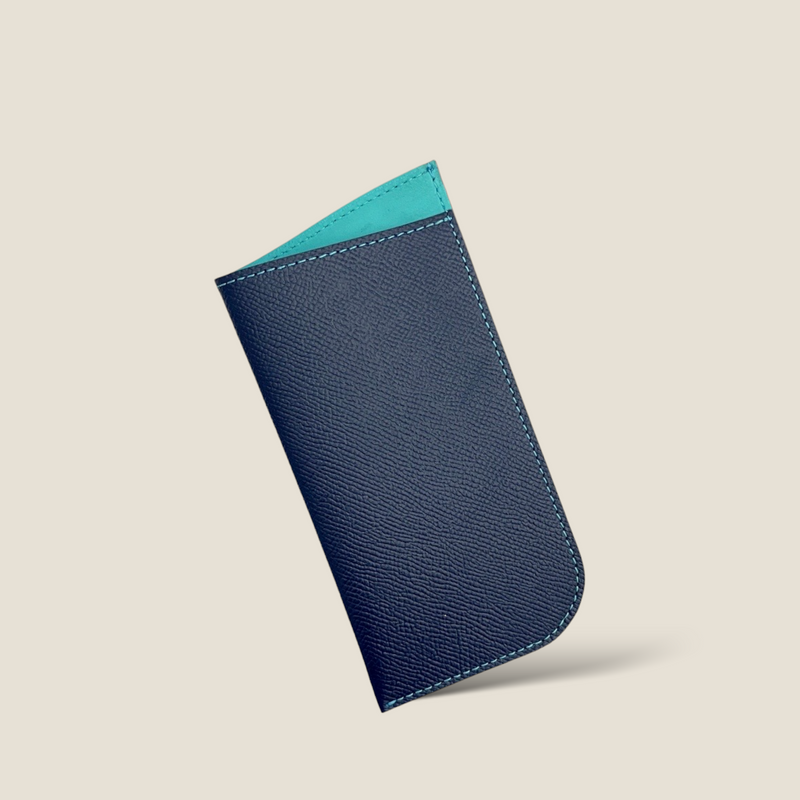 [French calf] <br>glasses case<br>color: Ink blue<br>【Build-to-order manufacturing】