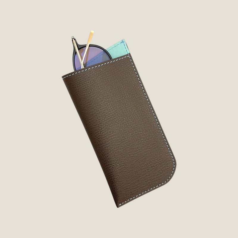 [French calf] <br>Glasses case<br>color: Dark brown