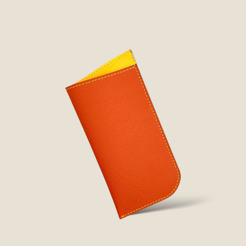 [French calf] <br>glasses case<br>color: Orange<br>【Build-to-order manufacturing】