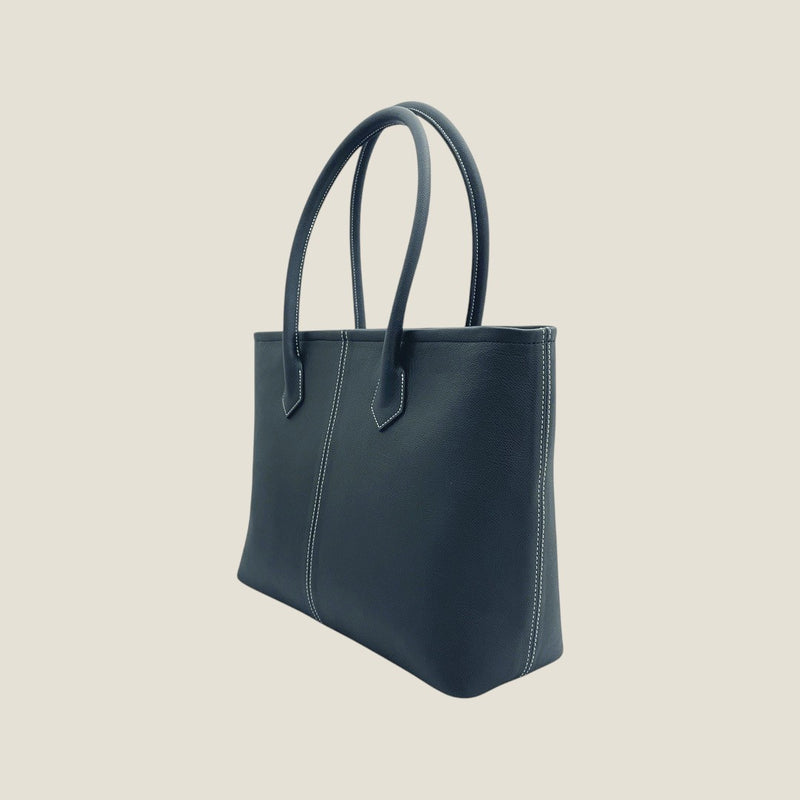 [フレンチカーフ] <br>ロワイヤルMトートバッグ<br>color：ネイビー×オフホワイトステッチ<br>【受注生産】