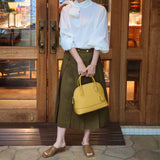 [Shrink leather] <br>round shoulders<br>color: mustard yellow