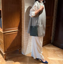 [フレンチカーフ]<br>ボックスサコッシュL<br>color：ダークグリーン