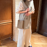[French calf]<br>Box sacoche L<br>color: taupe