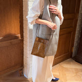 [Croc pattern]<br>Box sacoche L<br>color: khaki