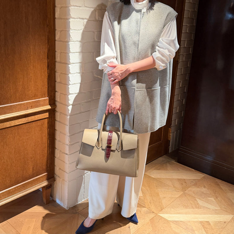 [シュリンクレザー]<br>ヴォヤージュMバッグ<br>color：トープ