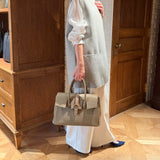 [Shrink leather x croco pattern leather]<br>Voyage M bag<br>color: taupe x taupe
