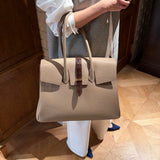 [Taurillon Lagoon x Crocodile]<br>Voyage L bag<br>color: taupe x dark brown