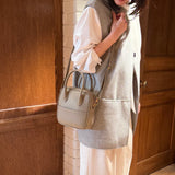 [Shrink leather]<br>postman mini shoulder<br>color: taupe