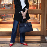 [Shrink leather x croco pattern leather]<br>Voyage M bag<br>color: navy