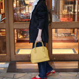 [Shrink leather] <br>round shoulders<br>color: mustard yellow