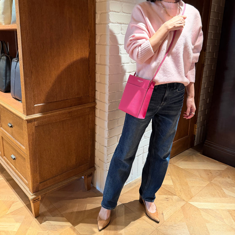 [フレンチカーフ]<br>ボックスサコッシュL<br>color：マゼンタピンク