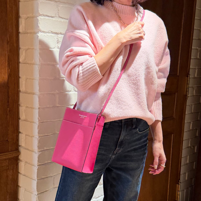 [フレンチカーフ]<br>ボックスサコッシュL<br>color：マゼンタピンク