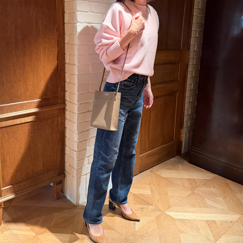 [フレンチカーフ]<br>ボックスサコッシュL<br>color：トープ