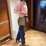 [French calf]<br>Box sacoche L<br>color: taupe