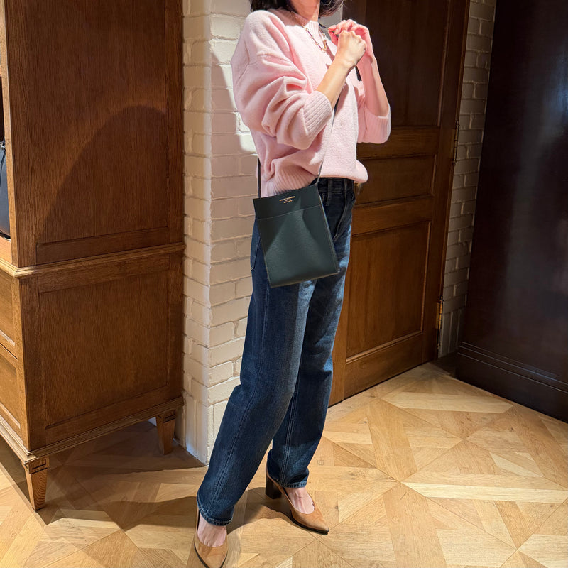 [フレンチカーフ]<br>ボックスサコッシュL<br>color：ダークグリーン