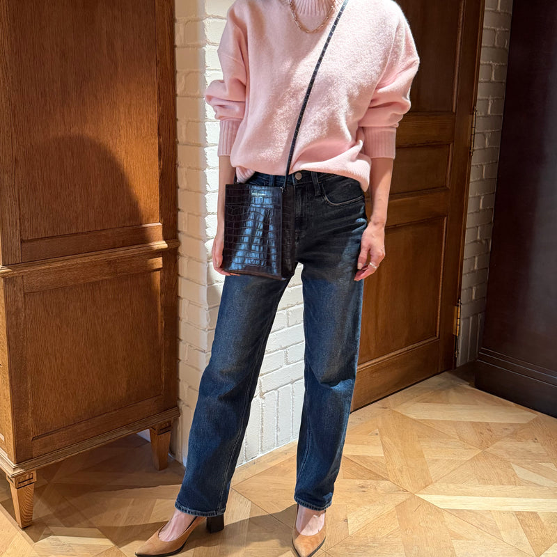 [クロコパターン]<br>ボックスサコッシュL<br>color：ネイビー