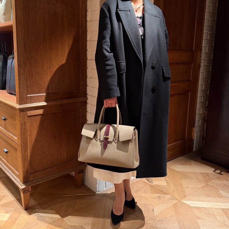 [シュリンクレザー]<br>ヴォヤージュMバッグ<br>color：トープ